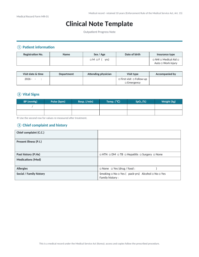 Page 1 — Clinical Note Template