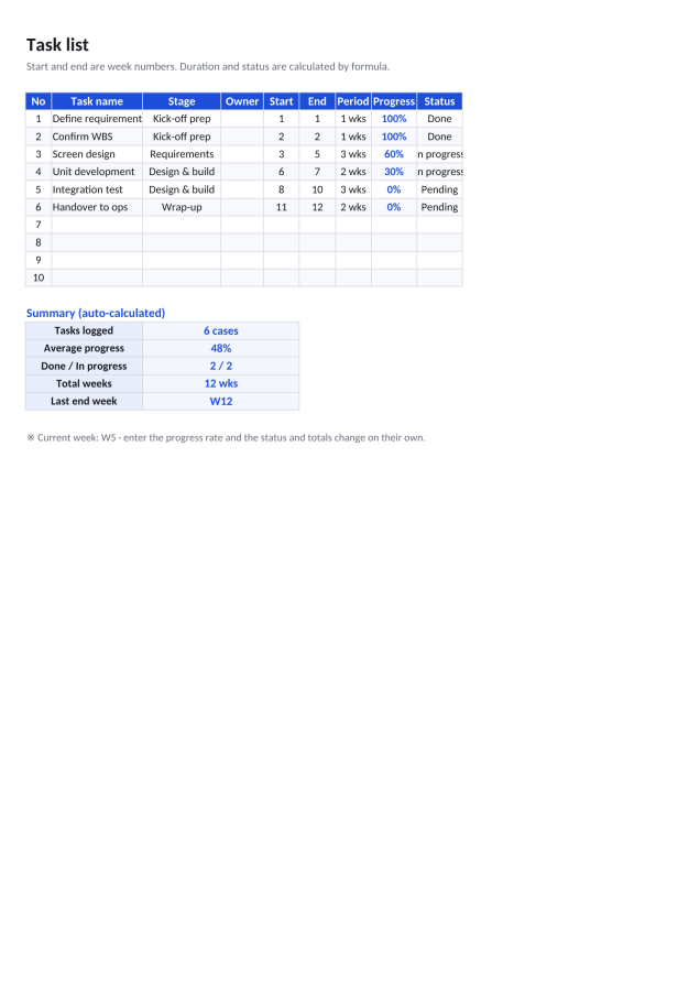 Preview 2 — Project Gantt Chart