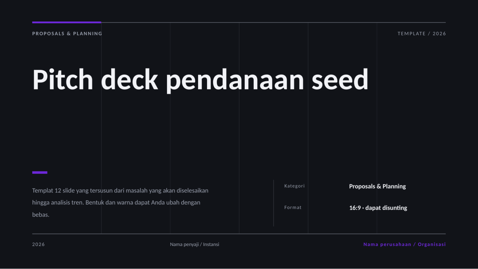 Slide 1 — Pitch deck pendanaan seed