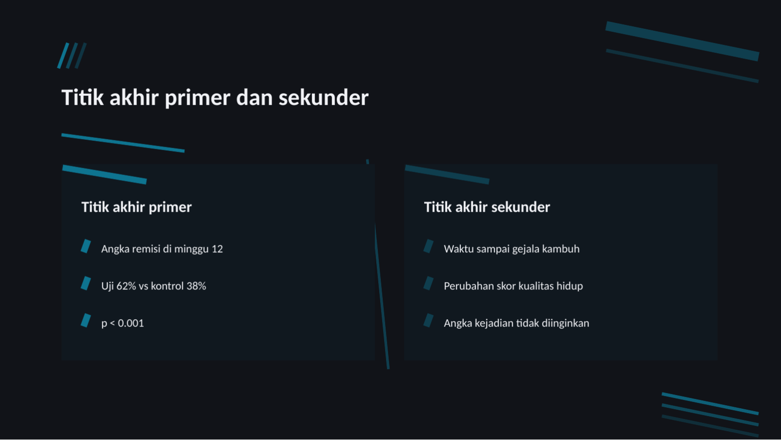 Slide 9 — Presentasi hasil uji klinis