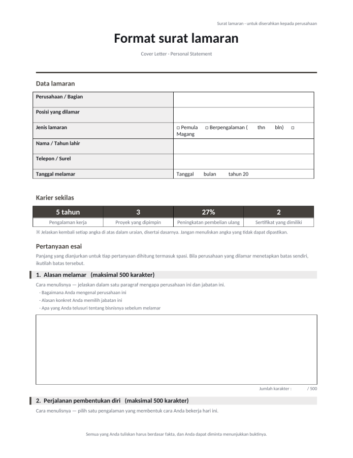 Halaman 1 — Format surat lamaran