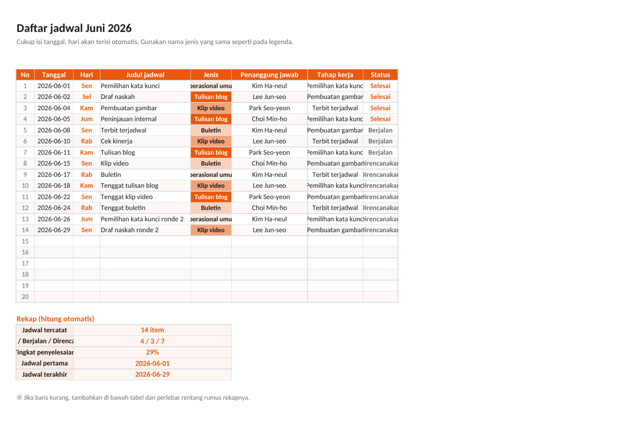 Pratinjau 2 — Kalender konten