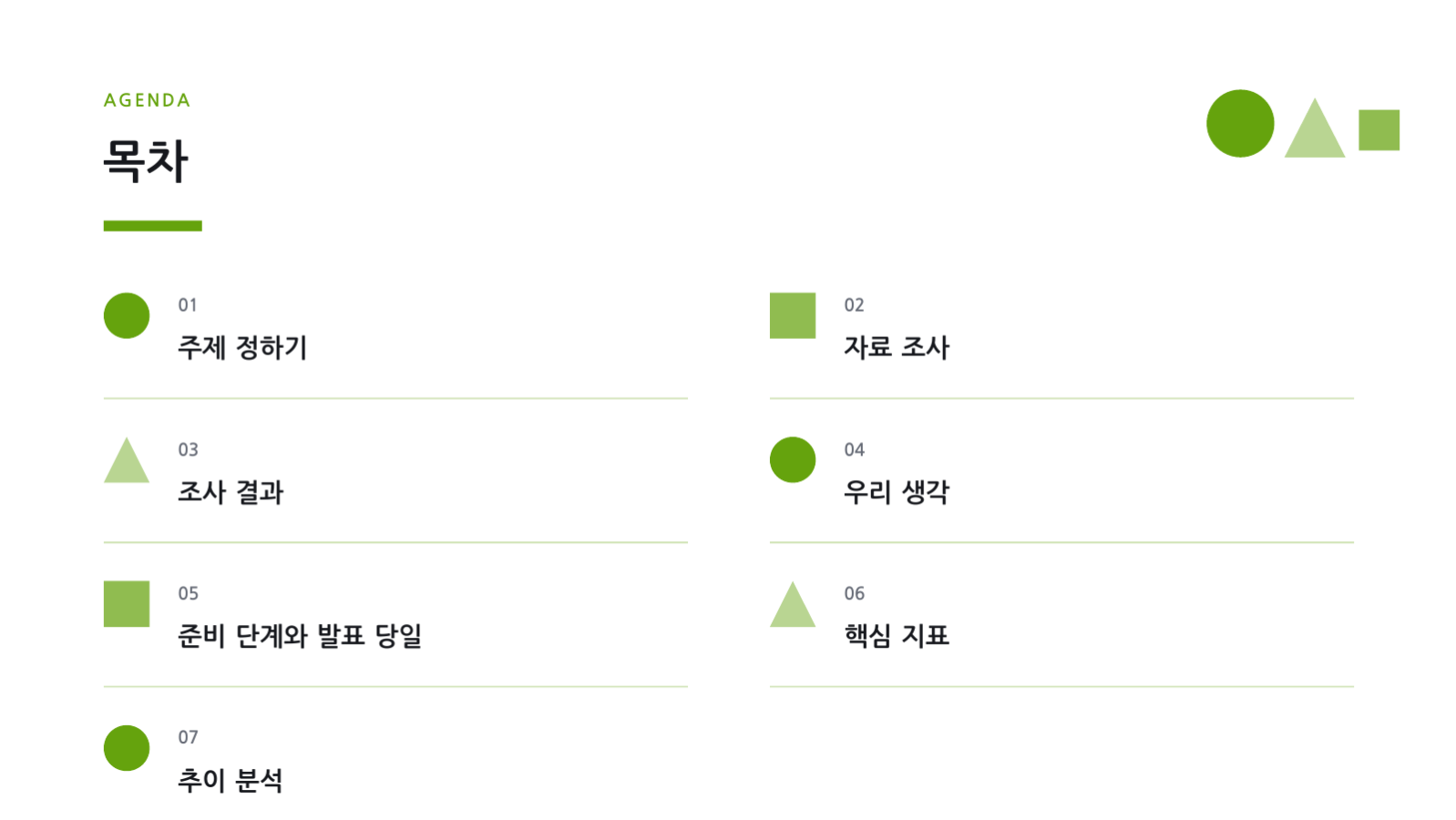 슬라이드 2 — 학생 발표 과제 템플릿