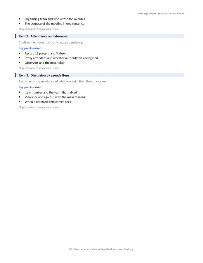 Page 2 — Meeting Minutes Template