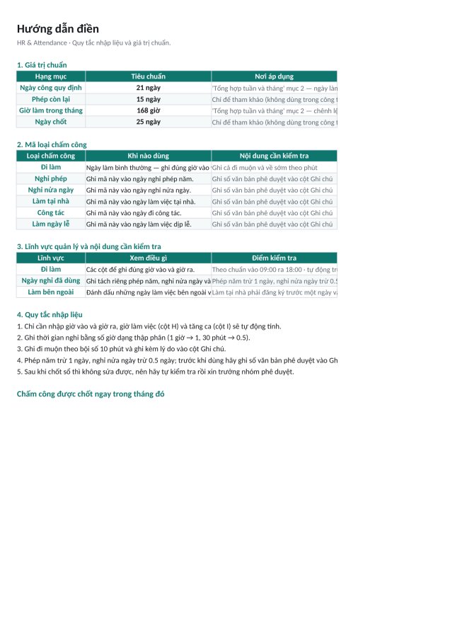 Ảnh xem trước 5 — Bảng chấm công