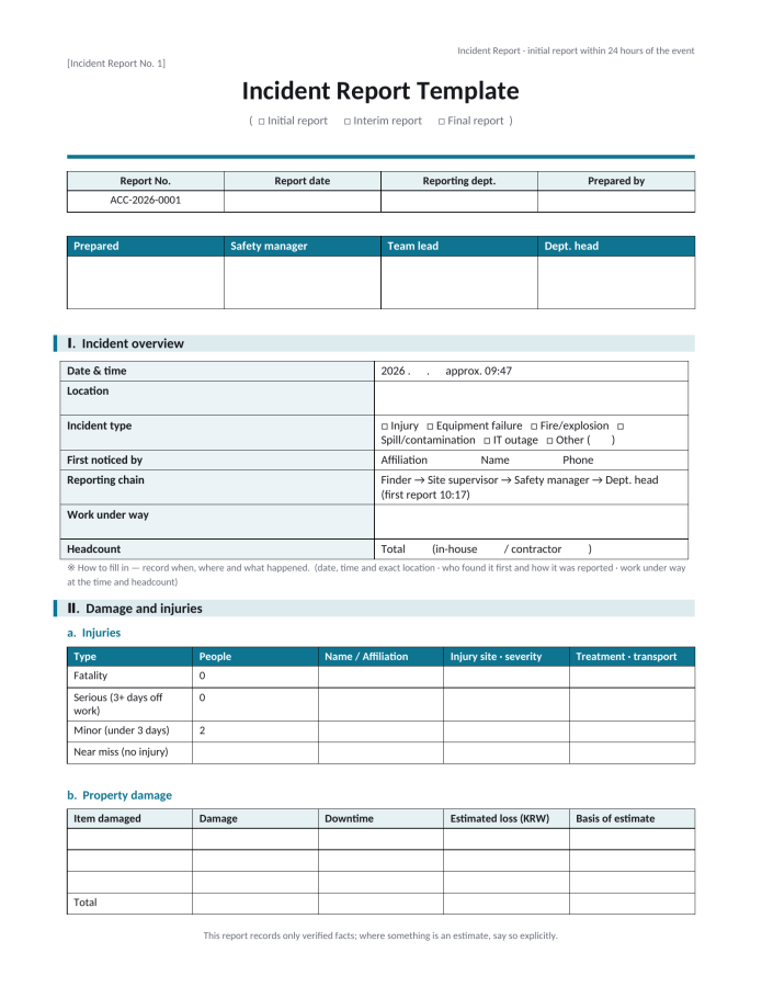 Page 1 — Incident Report Template