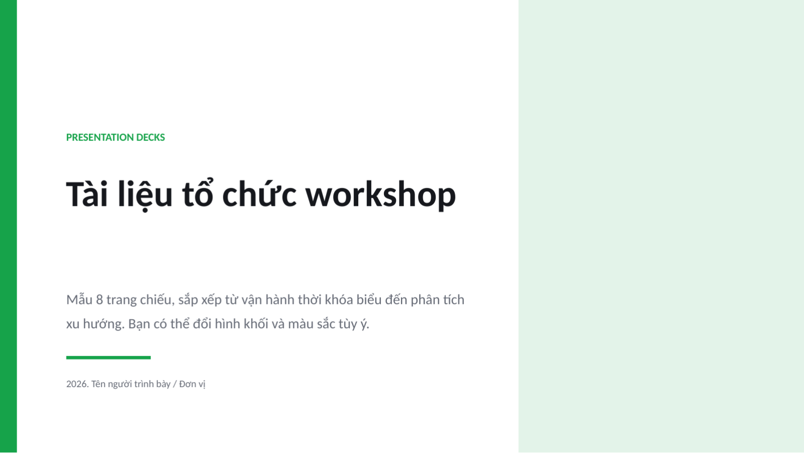 Trang chiếu 1 — Tài liệu tổ chức workshop