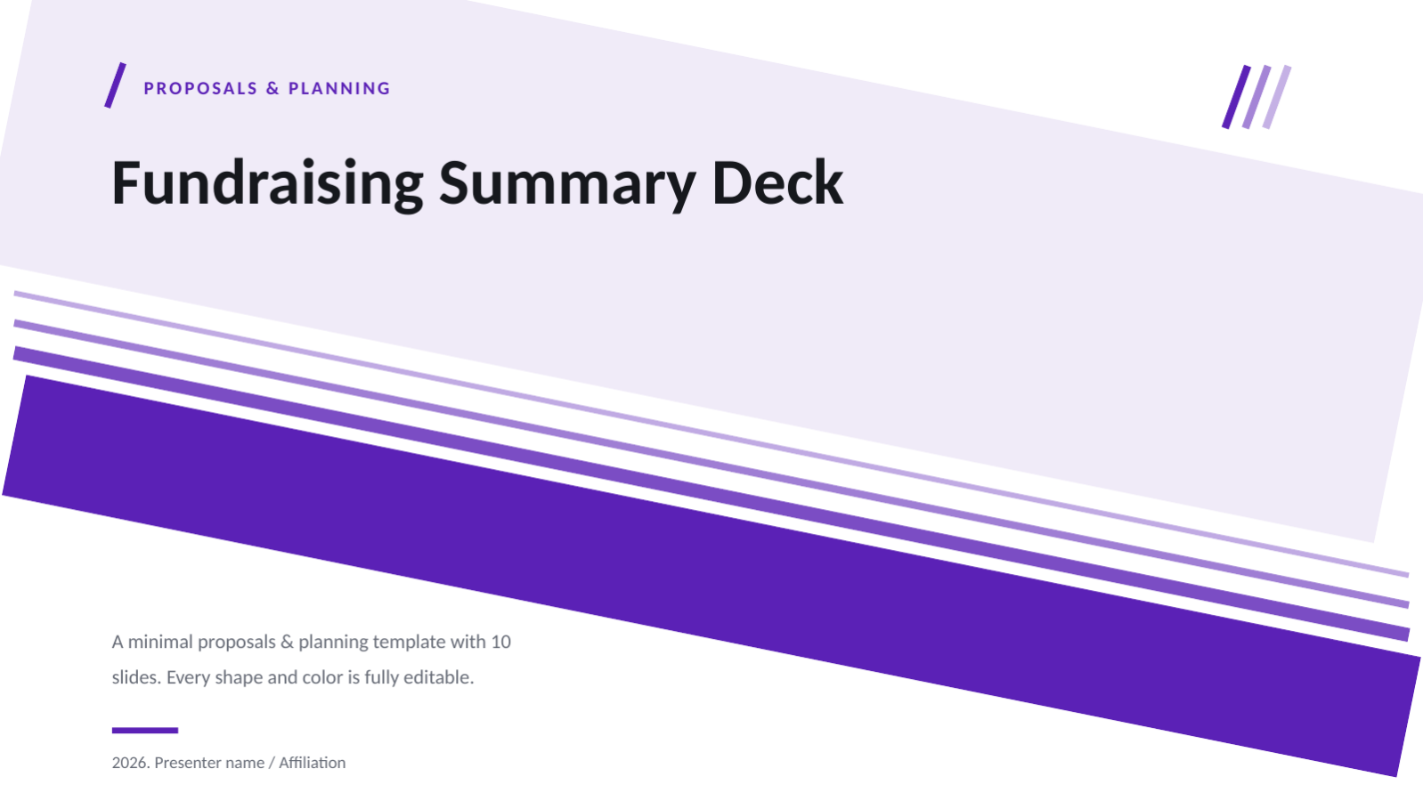 Slide 1 — Fundraising Summary Deck