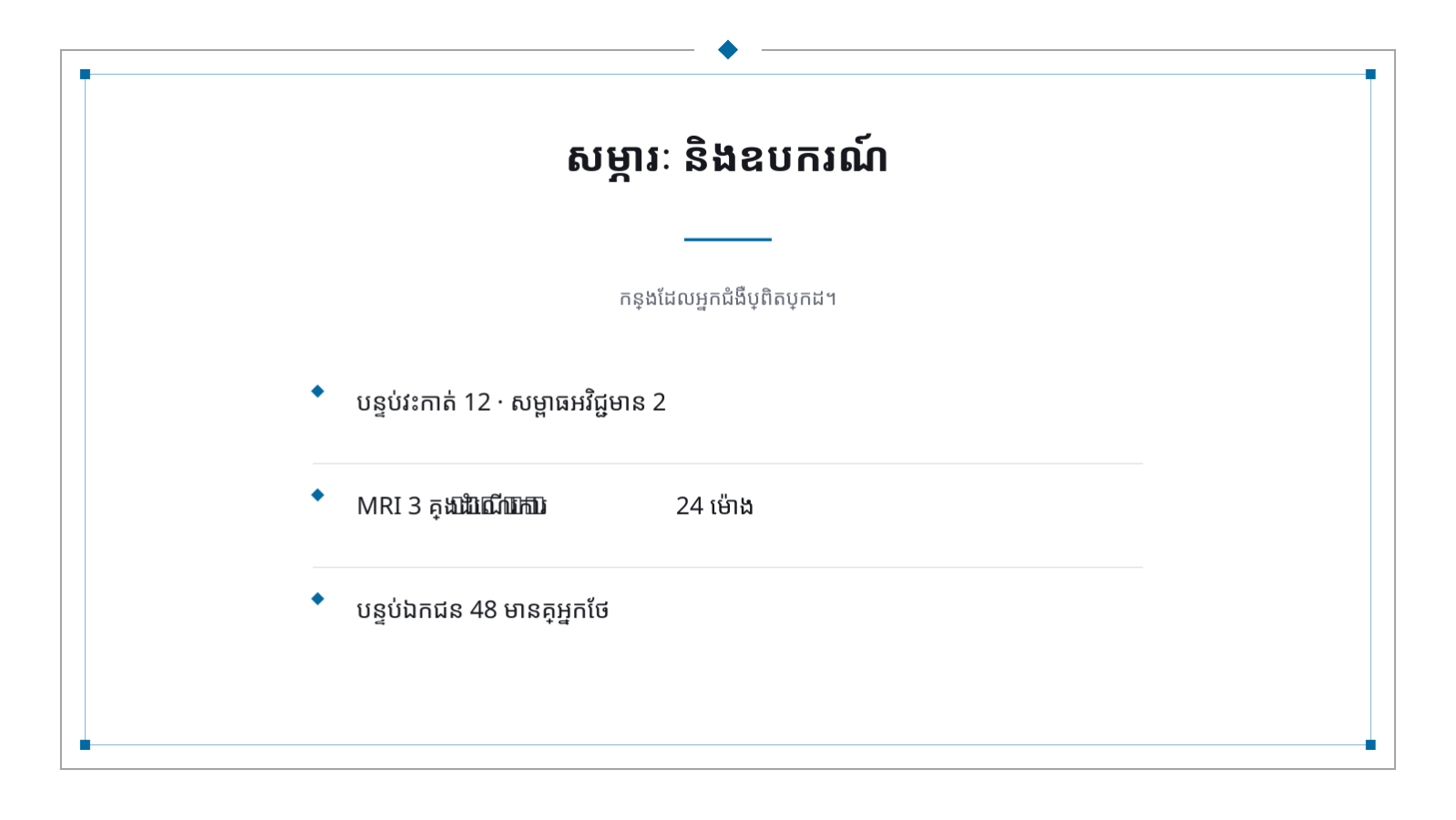 ស្លាយ 10 — ឯកសារណែនាំមន្ទីរពេទ្យ