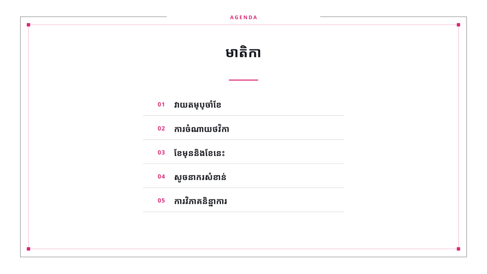 ស្លាយ 2 — របាយការណ៍លទ្ធផលទីផ្សារ ប្រចាំខែ