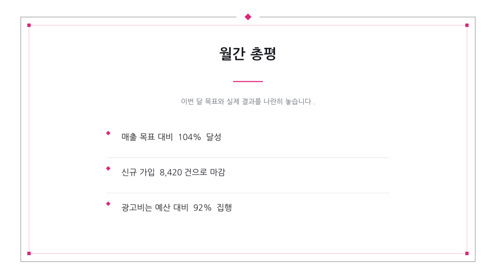 슬라이드 4 — 월간 마케팅 성과 보고서