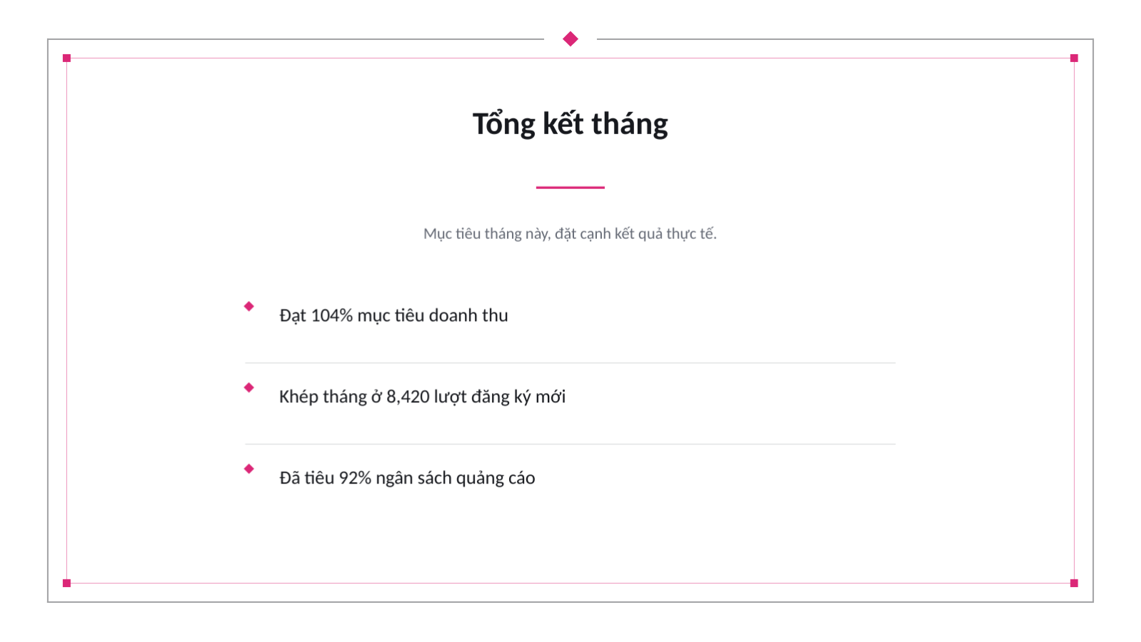 Trang chiếu 4 — Báo cáo hiệu quả marketing hàng tháng