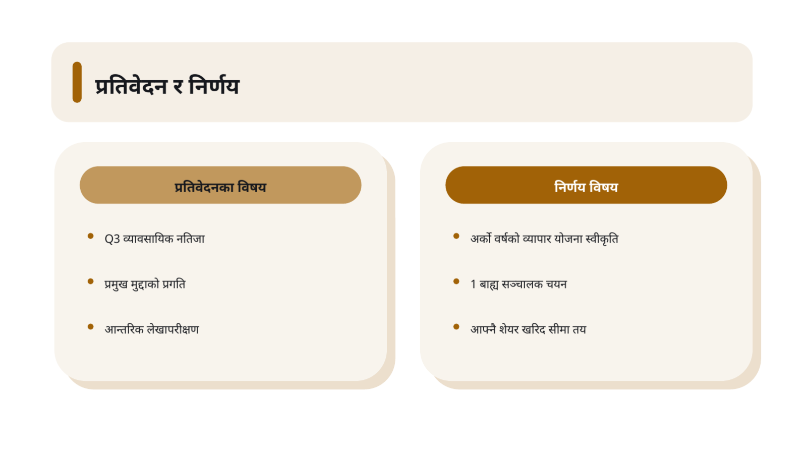 स्लाइड 7 — सञ्चालक समिति प्रतिवेदन सामग्री