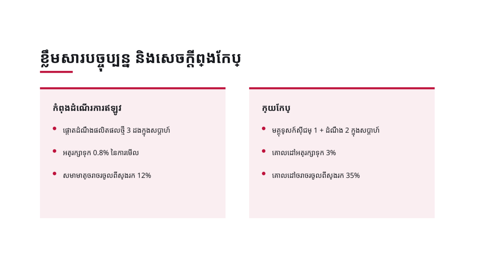 ស្លាយ 7 — សេចក្តីគ្រោង យុទ្ធសាស្ត្រខ្លឹមសារ