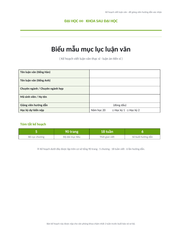 Trang 1 — Biểu mẫu mục lục luận văn