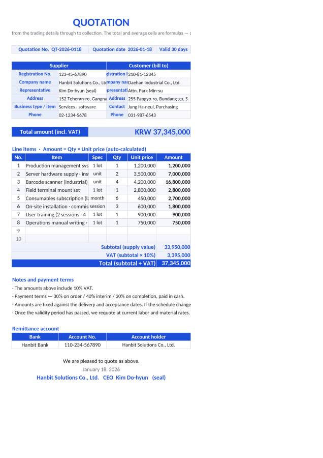 Preview 1 — Invoice Spreadsheet