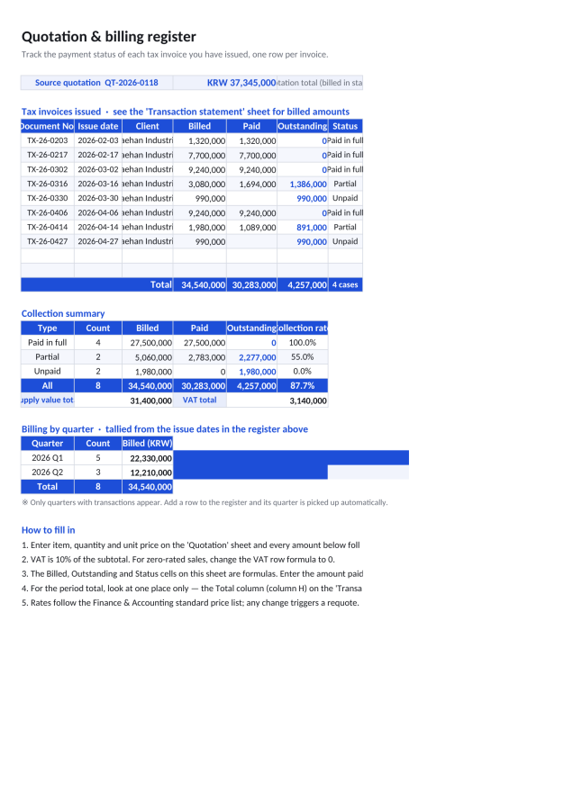 Preview 3 — Invoice Spreadsheet