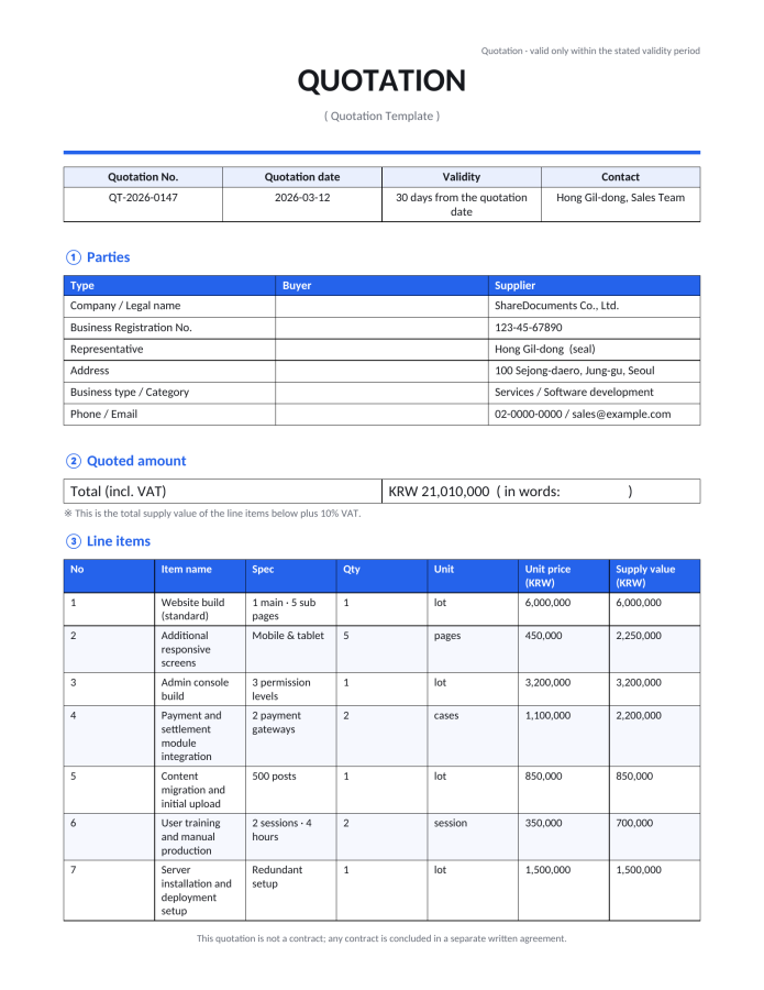 Page 1 — Quotation Template