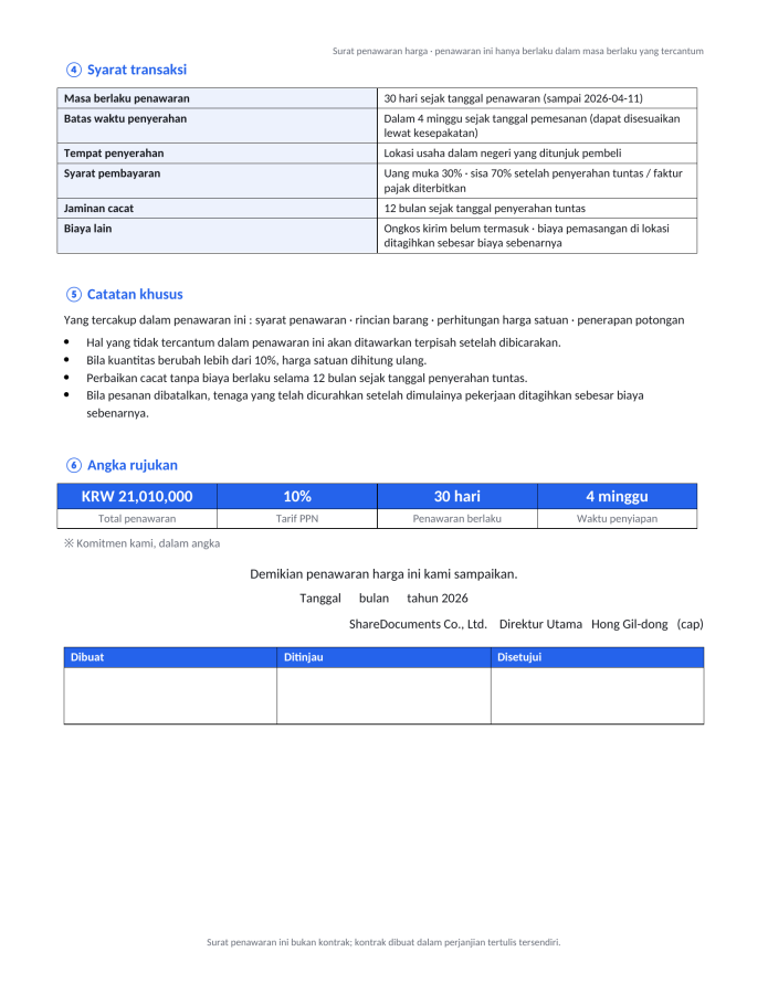 Halaman 3 — Format penawaran harga