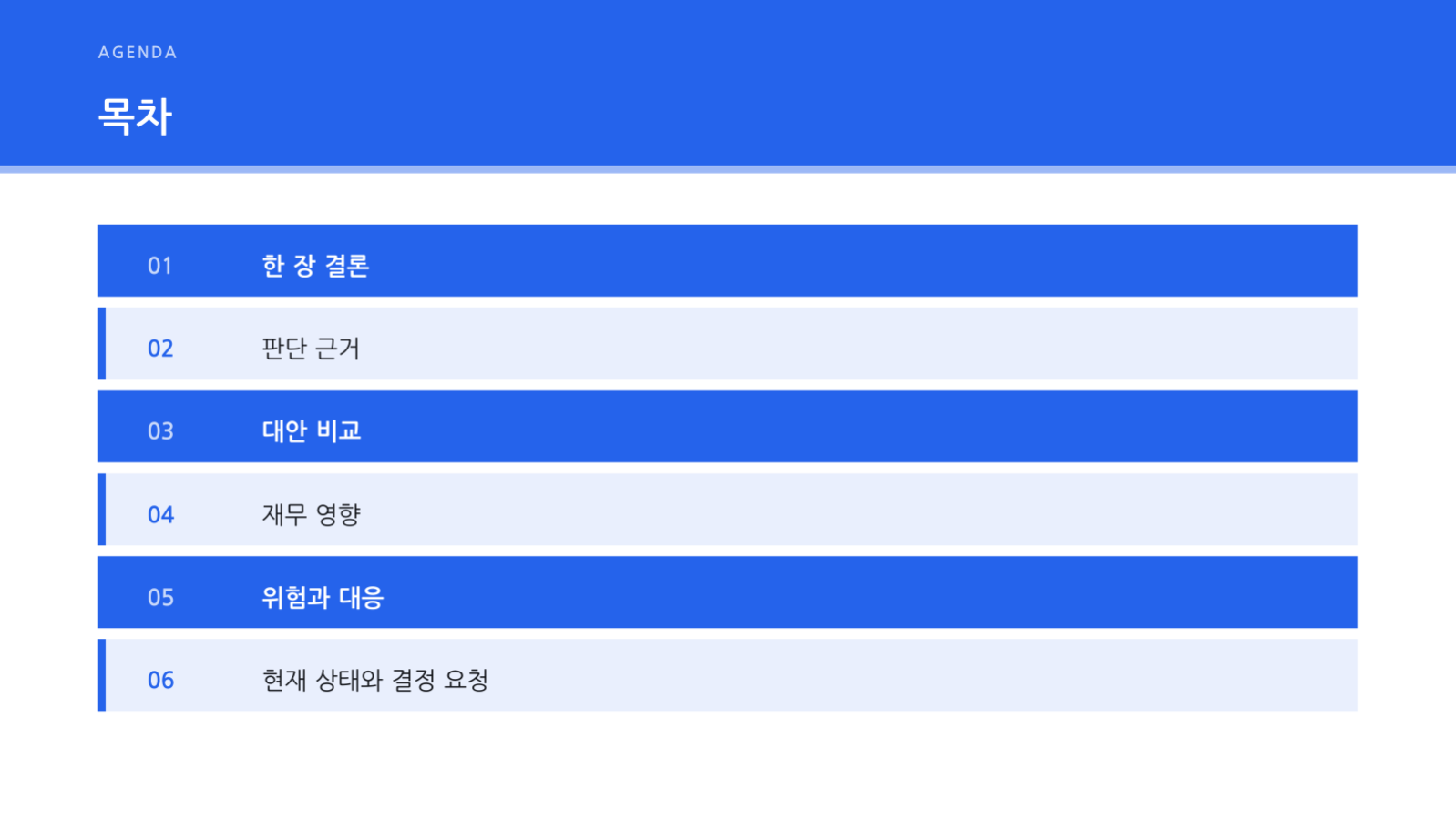 슬라이드 2 — 경영진 보고 요약