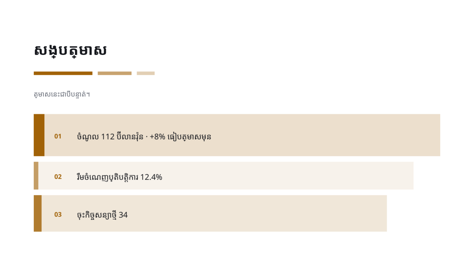 ស្លាយ 4 — របាយការណ៍លទ្ធផល ប្រចាំត្រីមាស