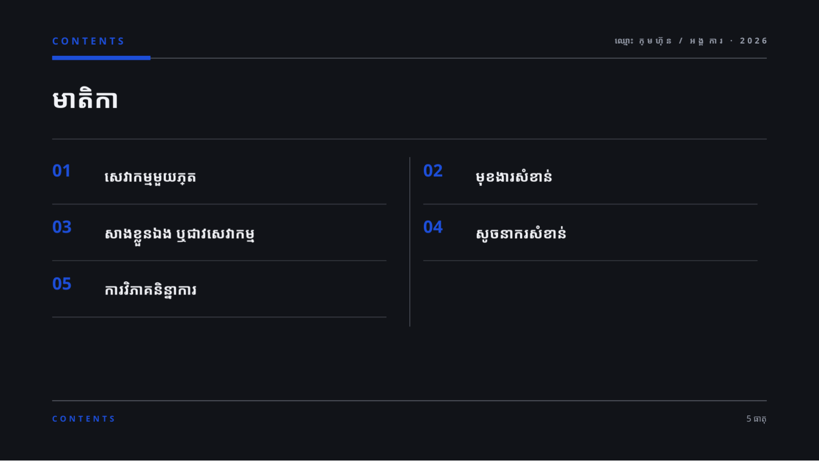 ស្លាយ 2 — ឯកសារណែនាំសេវាកម្ម