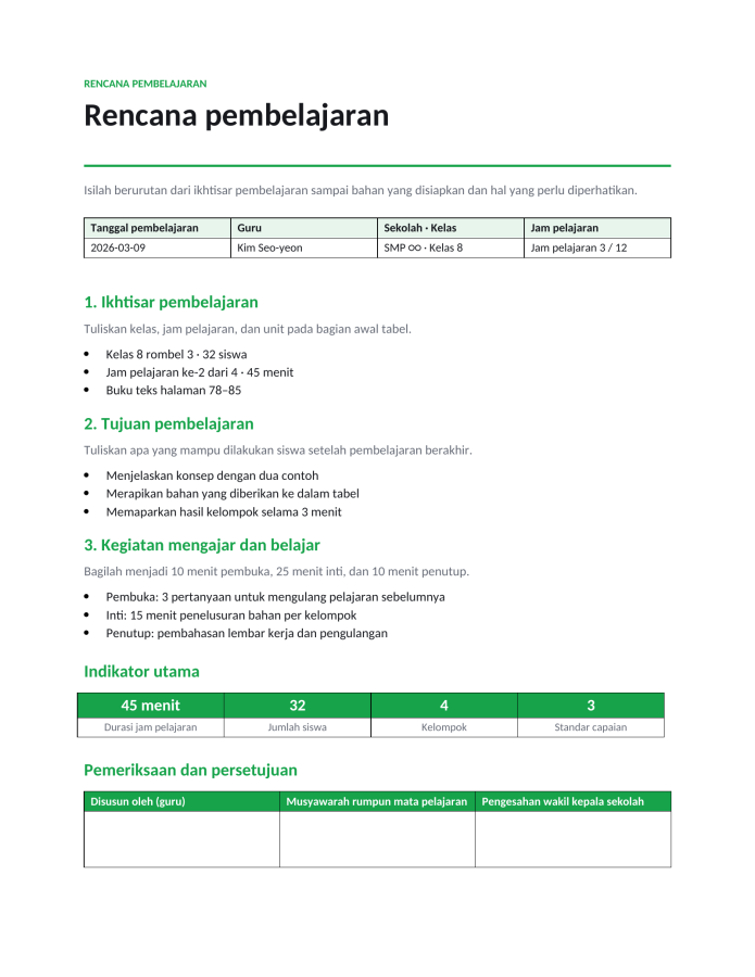 Halaman 1 — Rencana pembelajaran