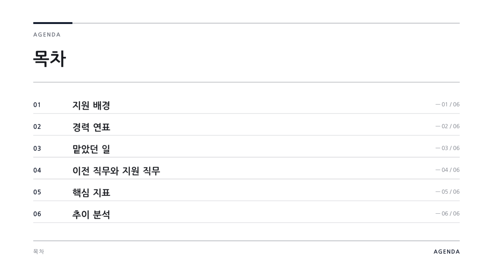 슬라이드 2 — 이력 발표 자료