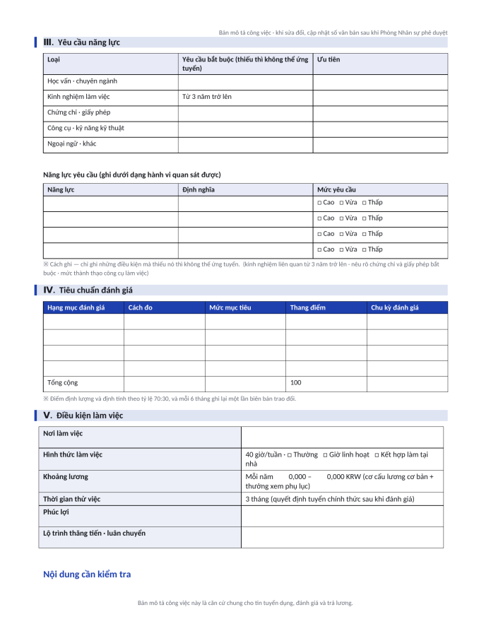 Trang 3 — Bản mô tả công việc