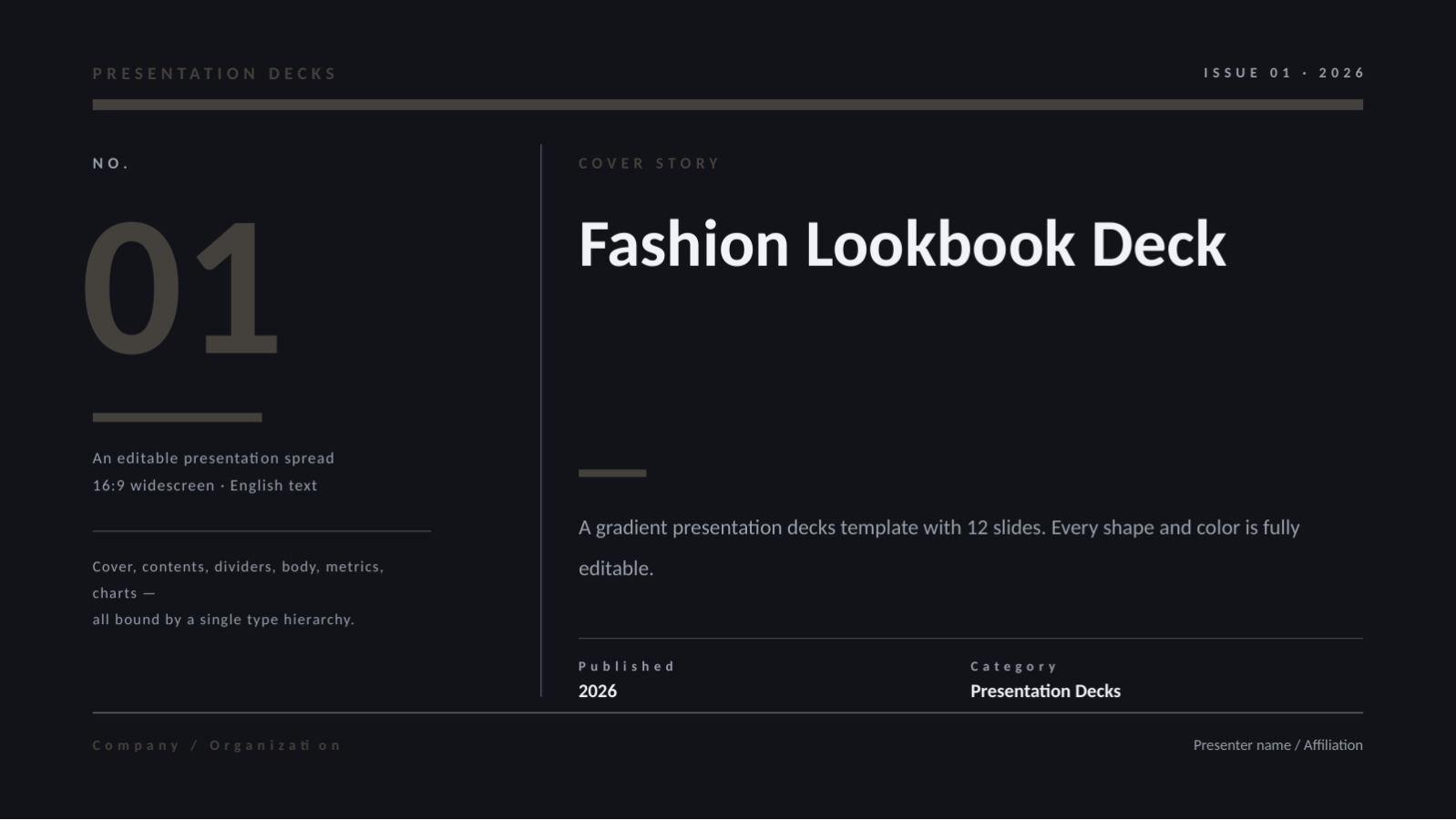 Slide 1 — Fashion Lookbook Deck