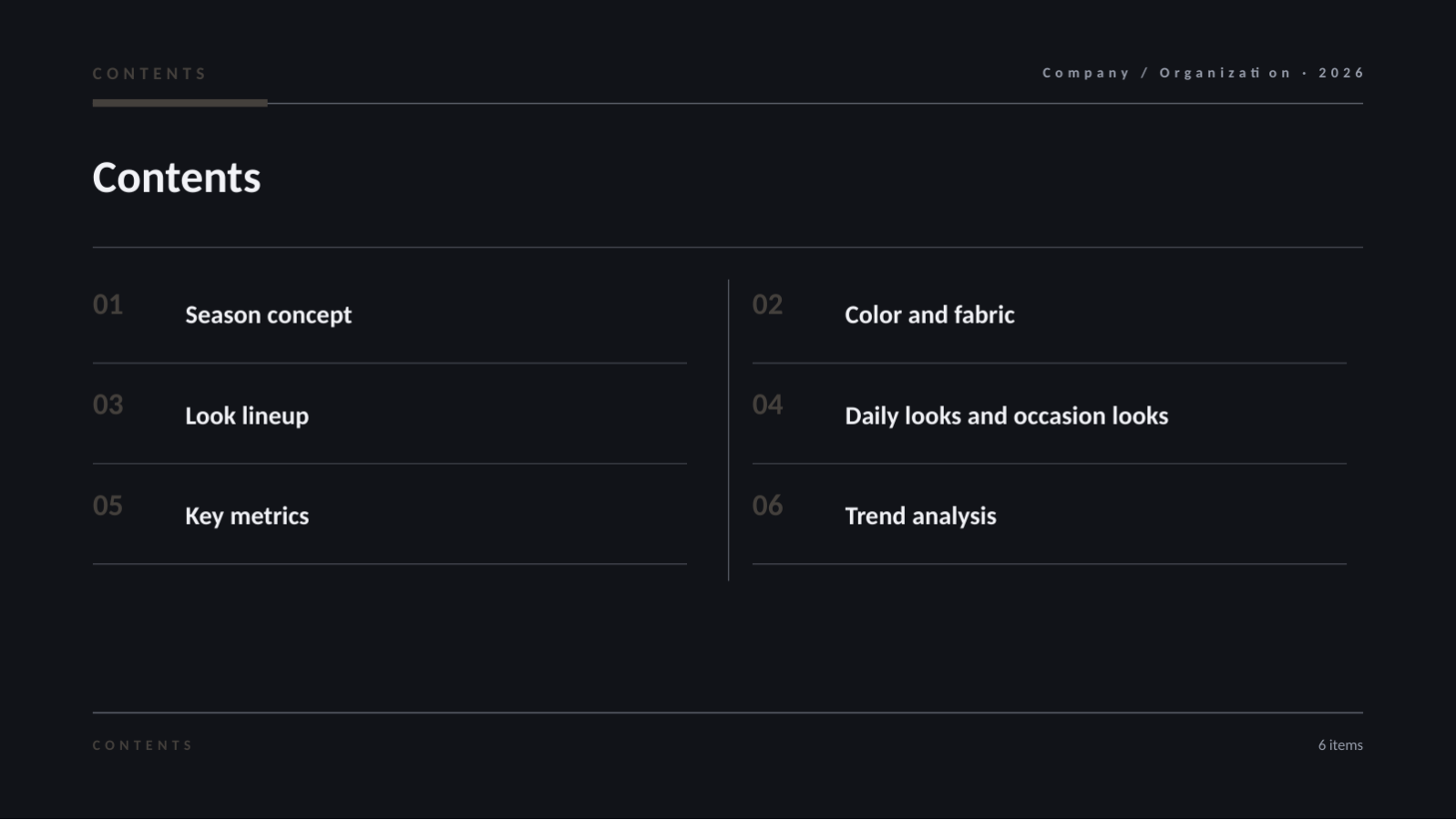 Slide 2 — Fashion Lookbook Deck