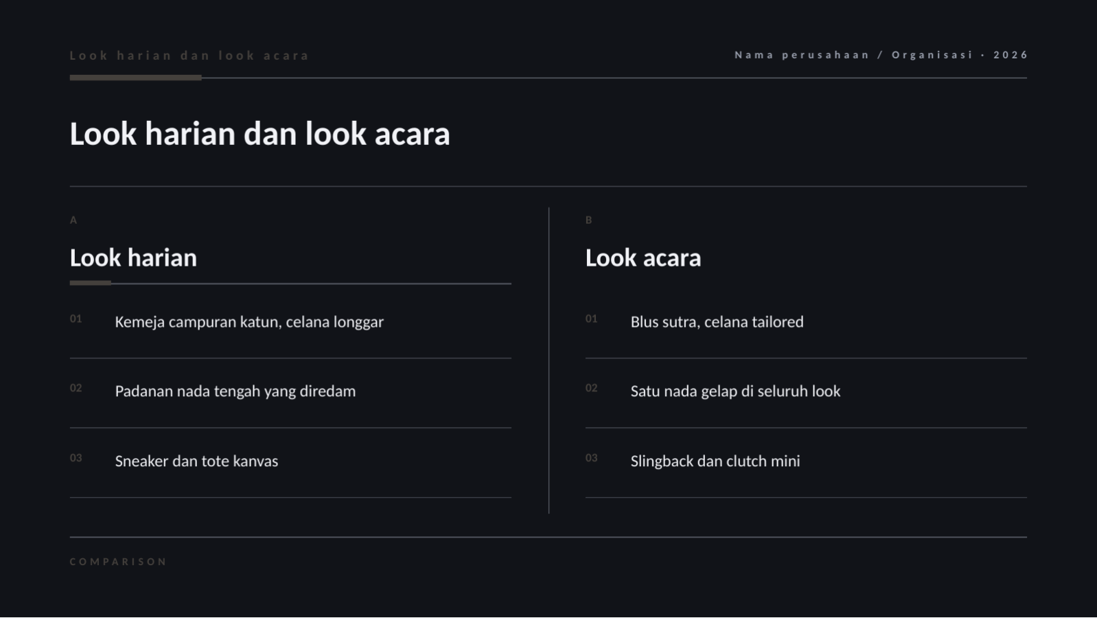 Slide 9 — Lookbook fesyen