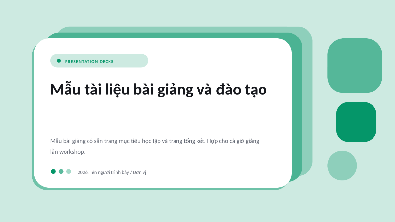 Trang chiếu 1 — Mẫu tài liệu bài giảng và đào tạo