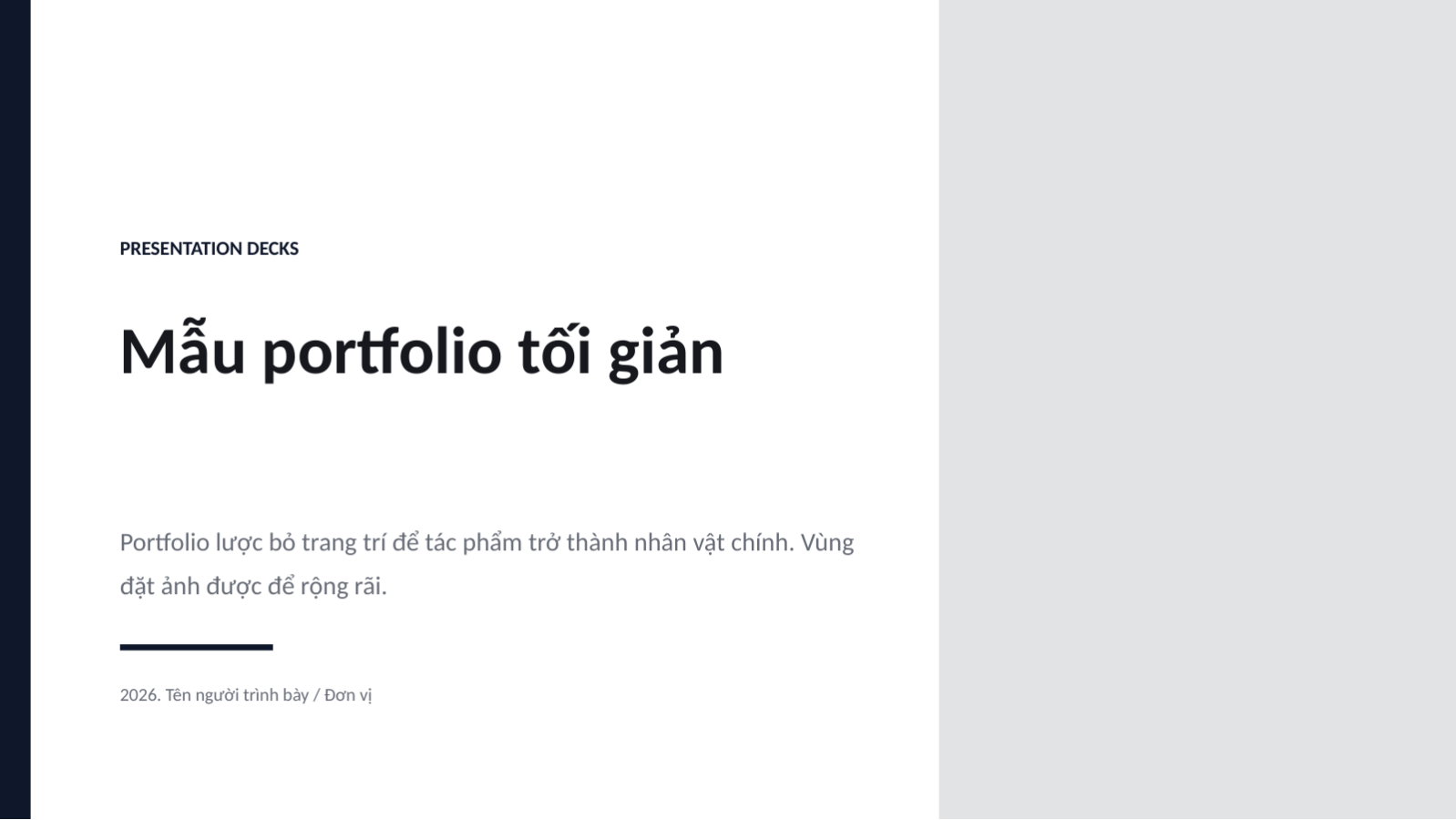 Trang chiếu 1 — Mẫu portfolio tối giản