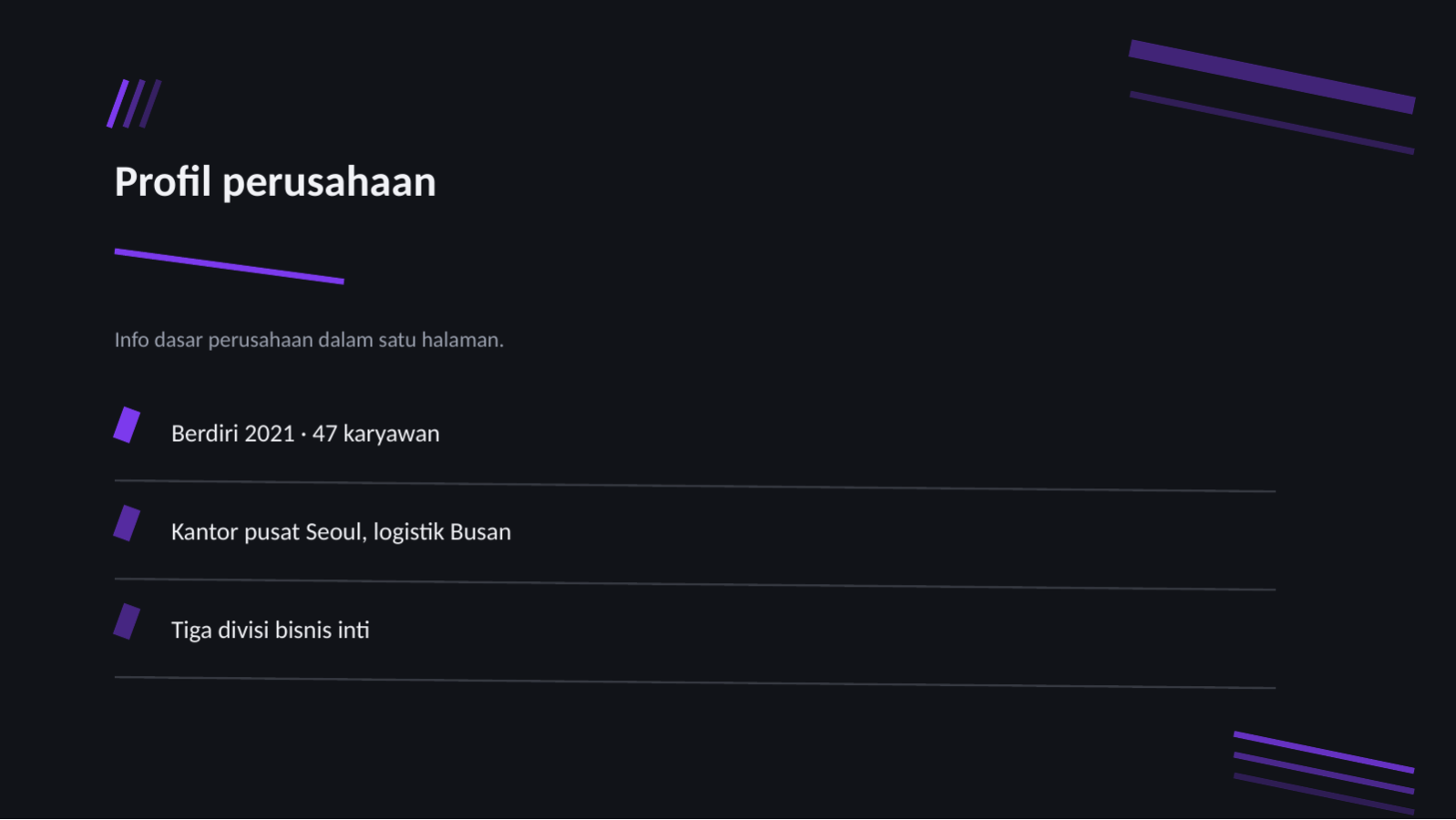 Slide 4 — Pitch deck IR startup (Gelap)