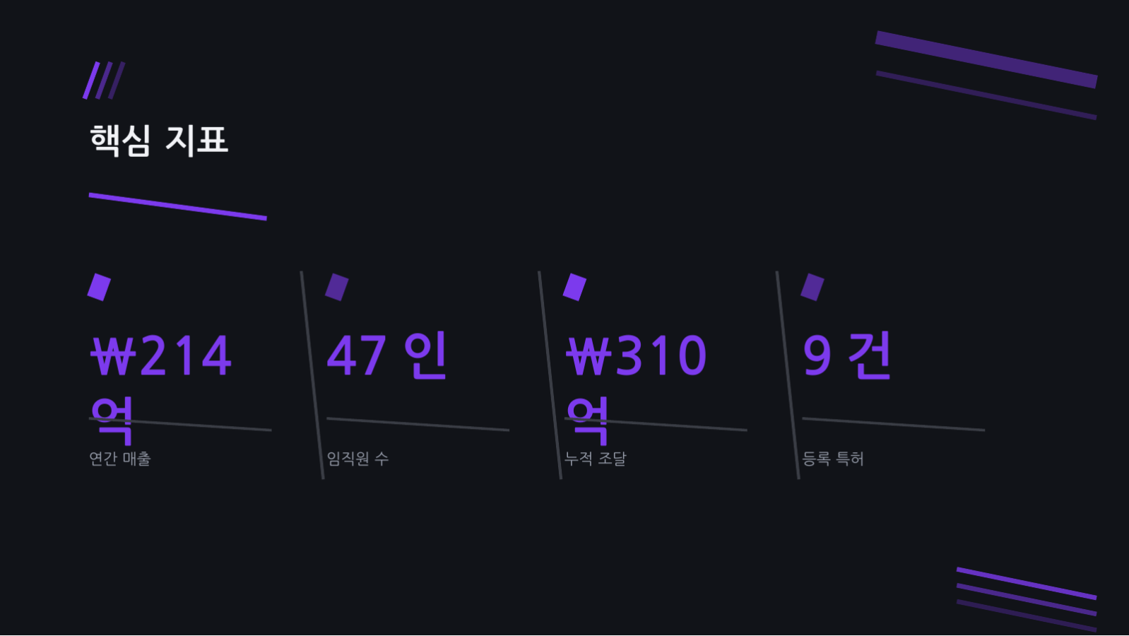슬라이드 8 — 스타트업 IR 피치덱 (다크)