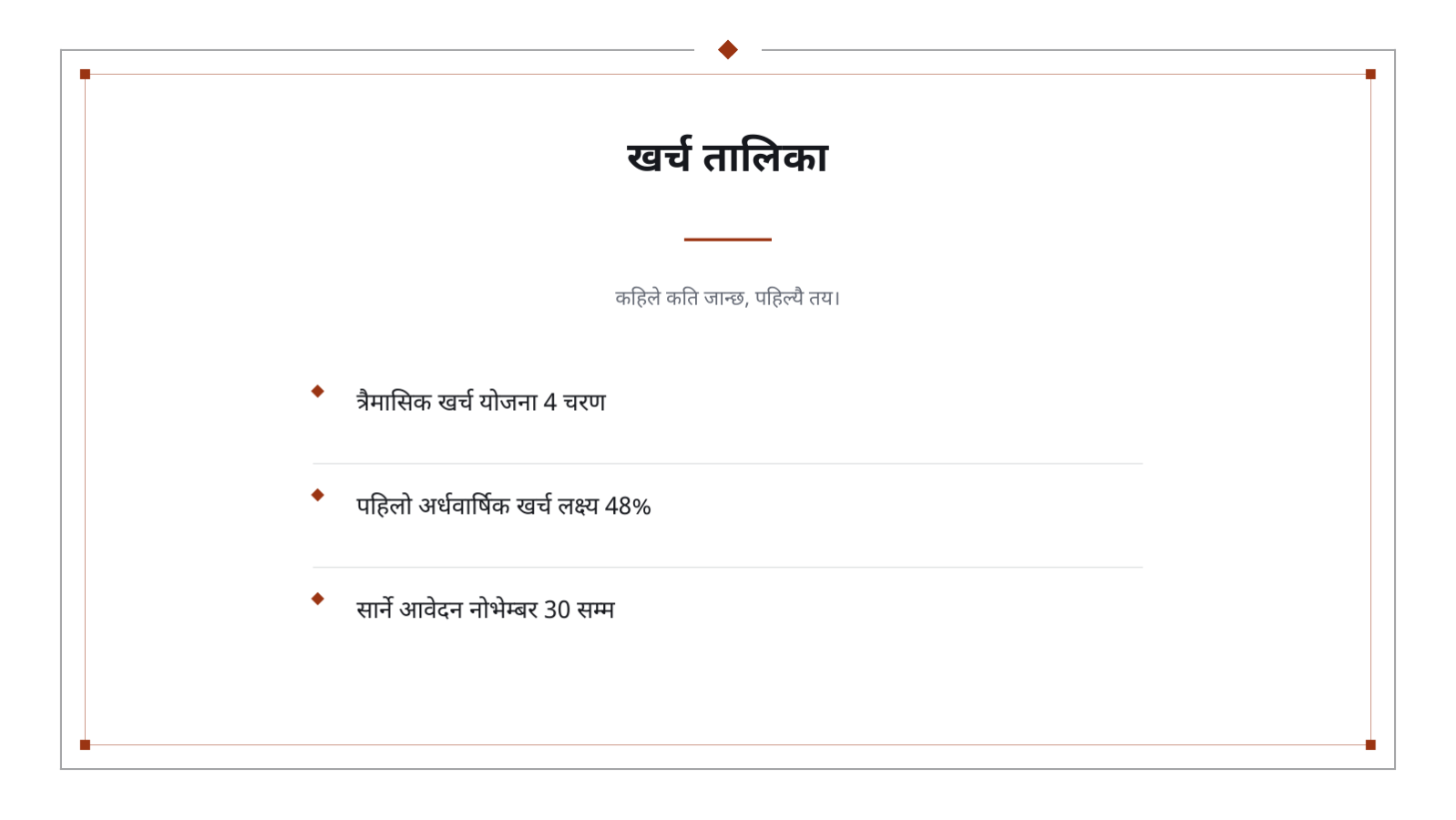 स्लाइड 12 — बजेट योजना प्रस्तुति