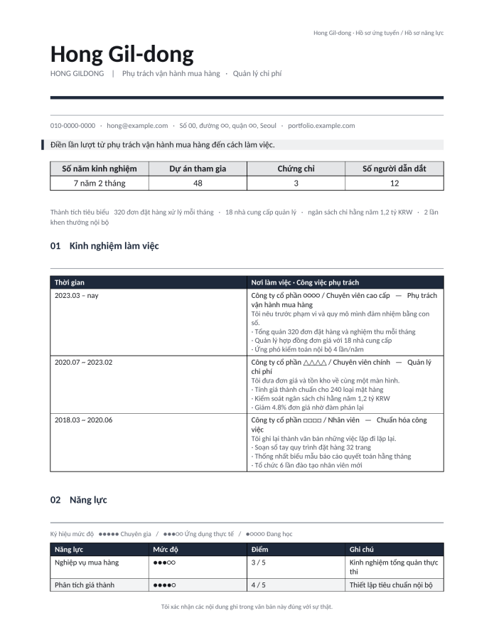 Trang 1 — Biểu mẫu CV xin việc