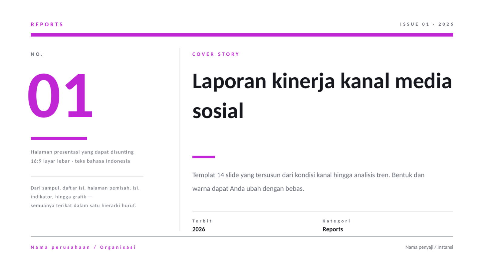 Slide 1 — Laporan kinerja kanal media sosial