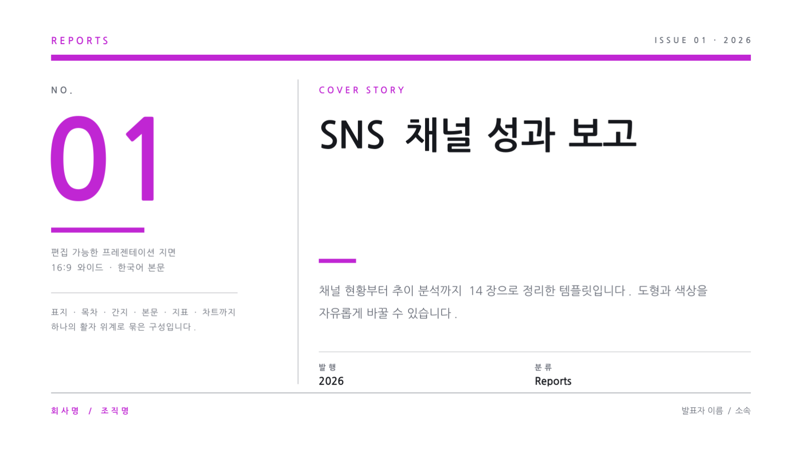 슬라이드 1 — SNS 채널 성과 보고