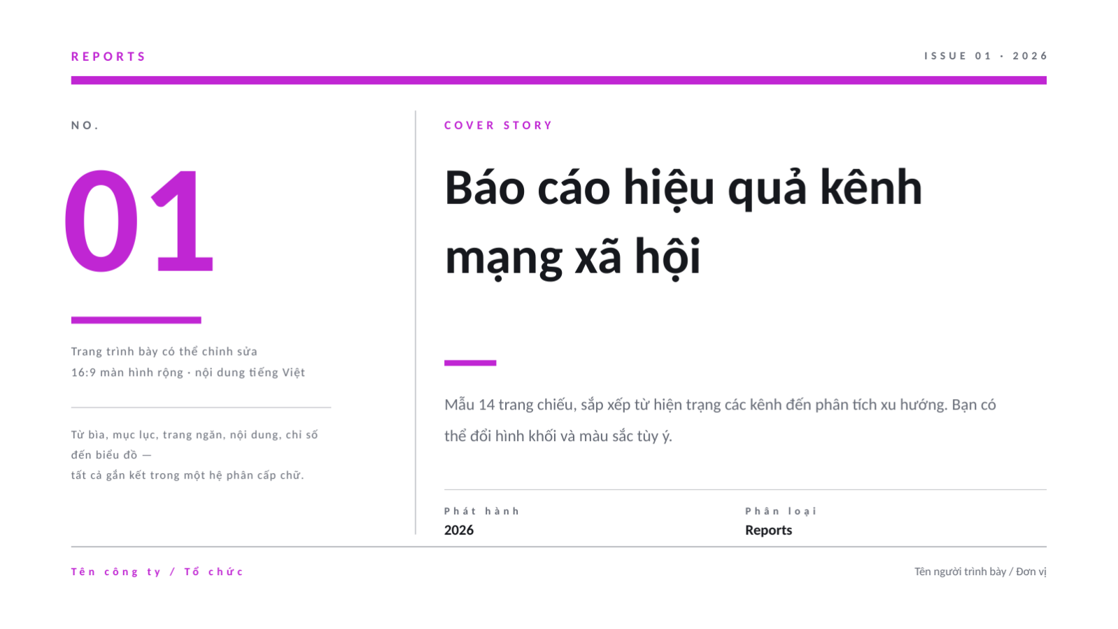 Trang chiếu 1 — Báo cáo hiệu quả kênh mạng xã hội