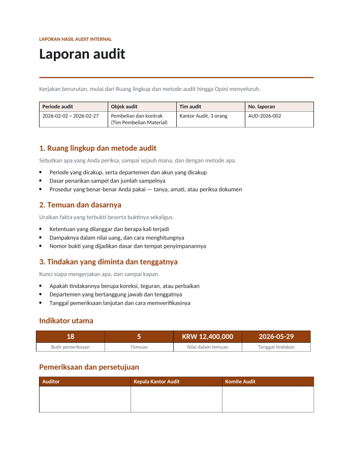 Halaman 1 — Laporan audit
