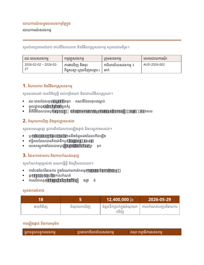 ទំព័រ 1 — របាយការណ៍សវនកម្ម