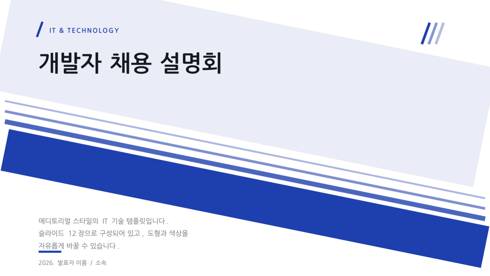 개발자 채용 설명회 슬라이드 1 미리보기