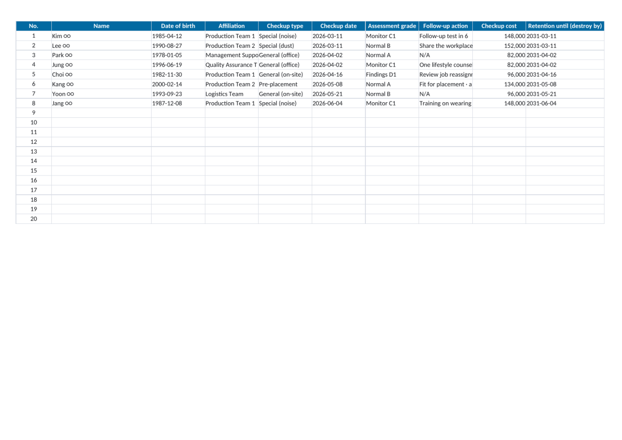 Preview 2 — Health Checkup Register