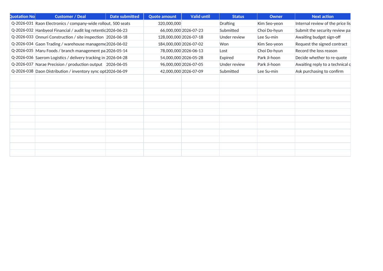 Preview 2 — Quotation Progress Tracker