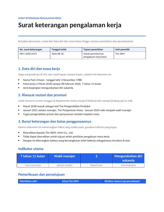Halaman 1 — Surat keterangan pengalaman kerja