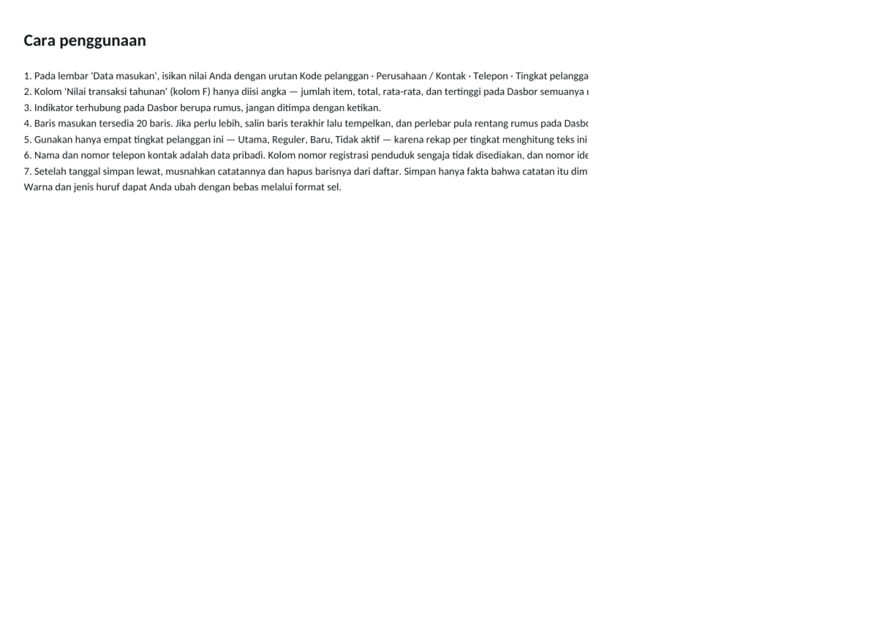 Pratinjau 3 — Buku catatan pelanggan
