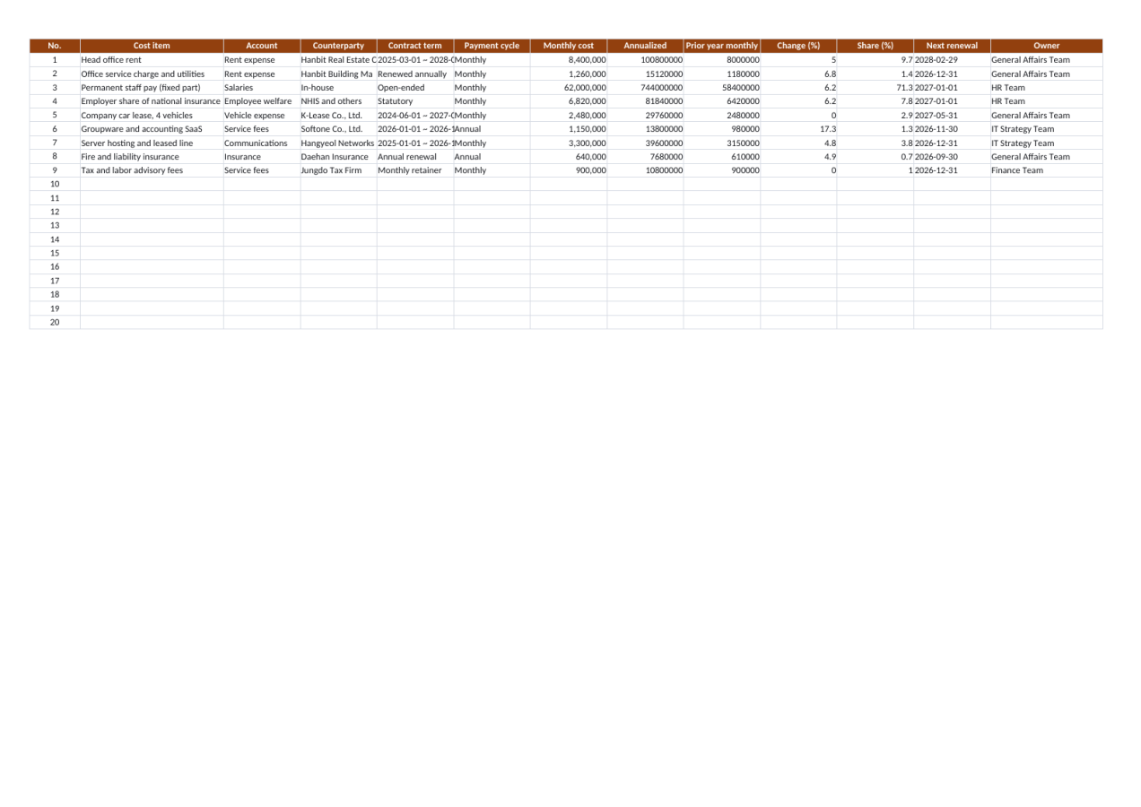 Preview 2 — Fixed Cost Tracker
