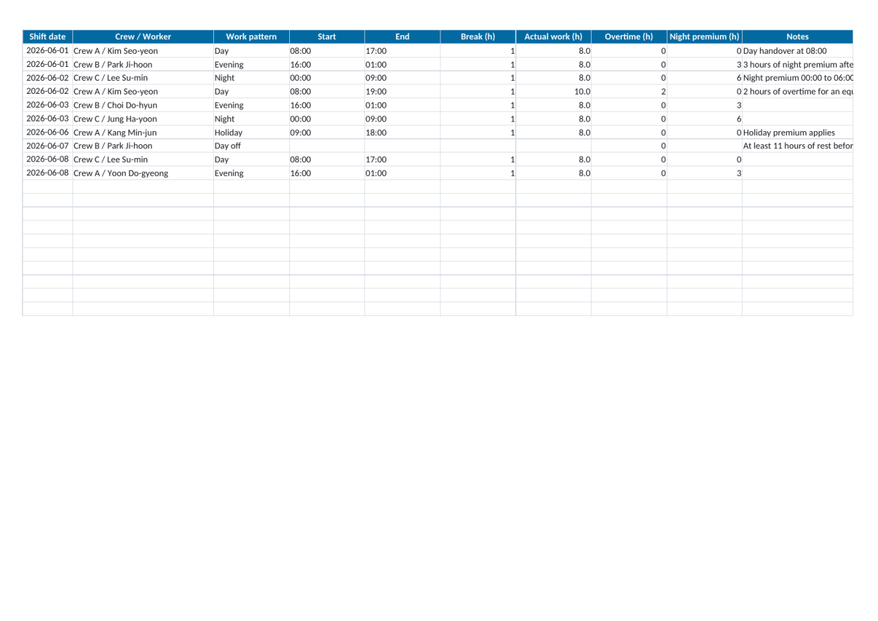 Preview 2 — Shift Roster Template